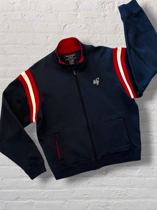 Abercrombie & Fitch Other - Vintage Abercrombie & Fitch Full Zip Jacket XL Red Stripe Track Style Navy
